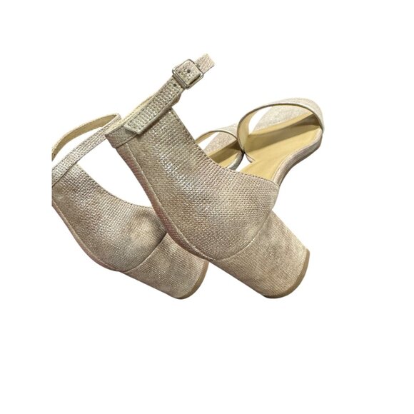 Vaneli Meryn Ankle Strap Block Heel Sandals 7.5 N Womens Shimmering Fabric‎ Open - Picture 9 of 13